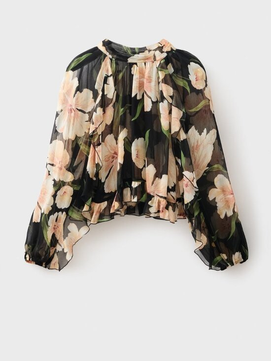 Mango Tops - Semi-transparent floral blouse